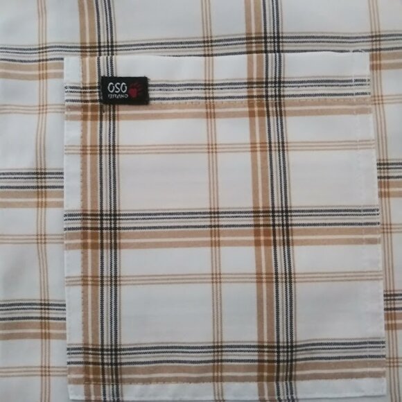 Oso Brand Men's size Large white, brown and black plaid print top - Picture 11 of 13